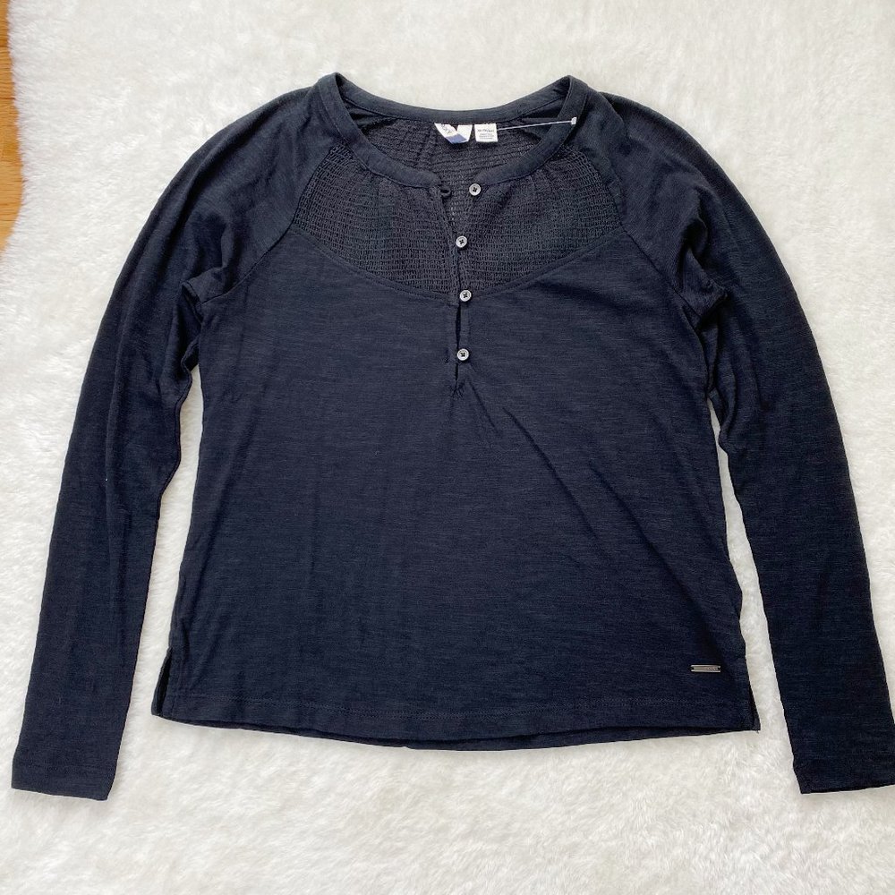 Roxy, NWOT, Long Sleeve Popover Top, Black, Size XS